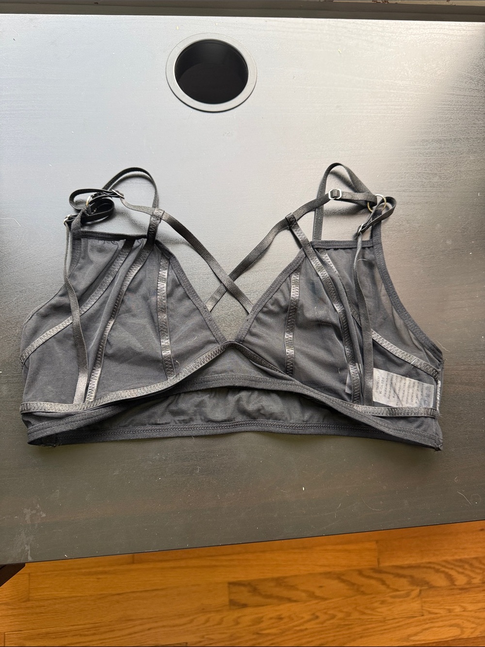 Sheer Strappy Black Bralette with Crisscross Details